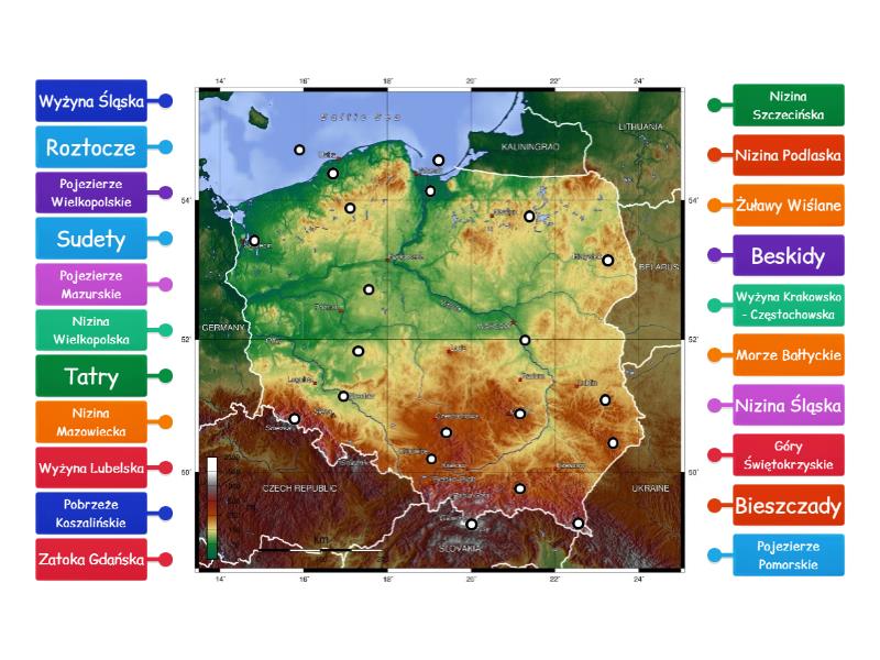 Geografia Krainy Geograficzne Sprawdzian Cz 2 Krainy geograficzne Polski - Labelled diagram