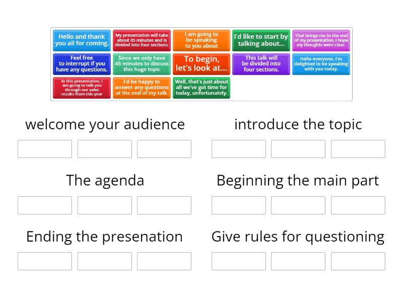 Presentation stages - Group sort