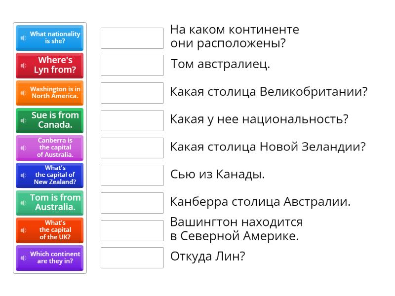 spotlight 5 module 2 English - speaking countries - Match up