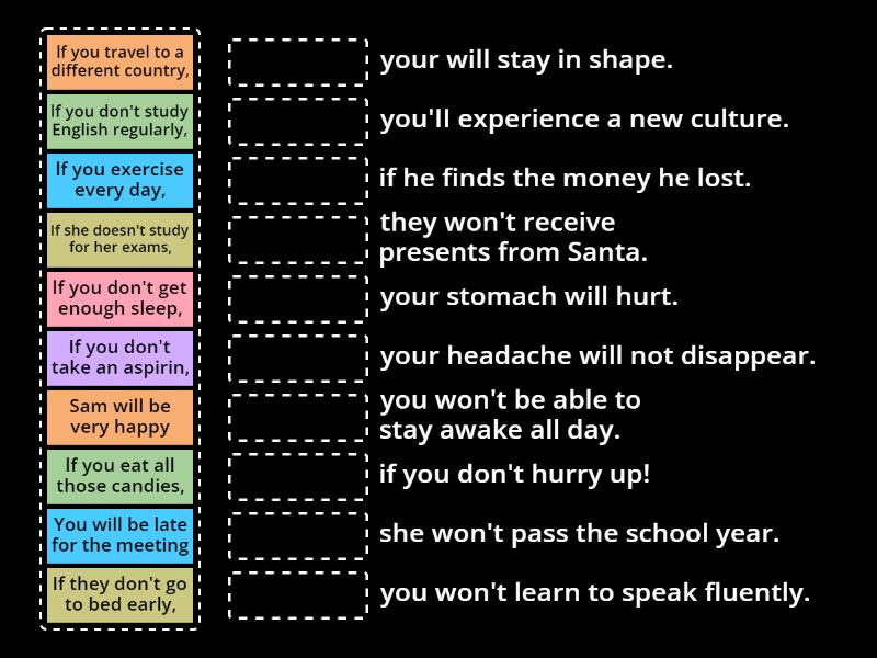 4thG Grammar Future Real Conditional Review - Match up