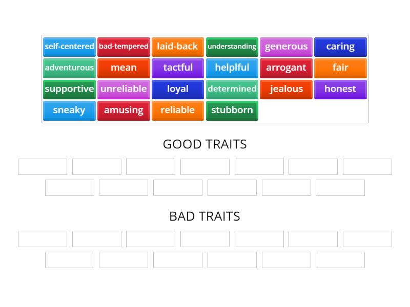 Good-Bad Traits - Ordenar por grupo