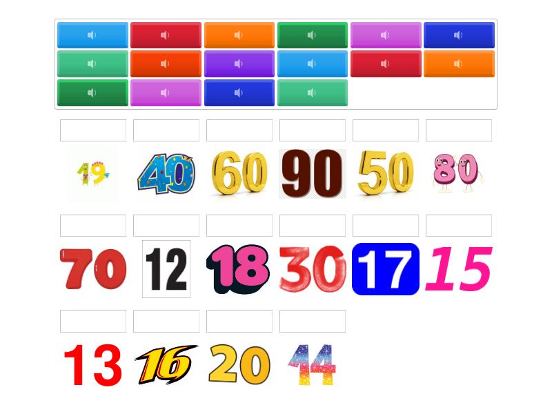 Numbers teen / ty - Match up