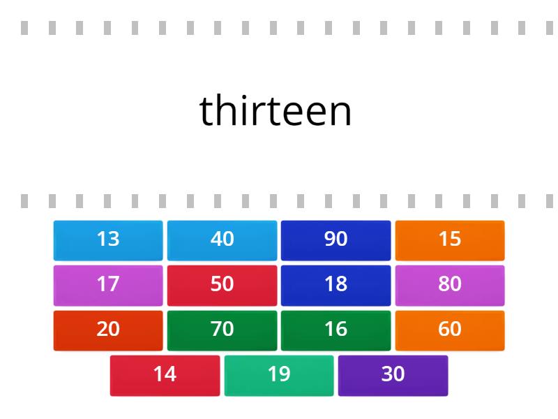 Teen and ty numbers (easy match) - Find the match