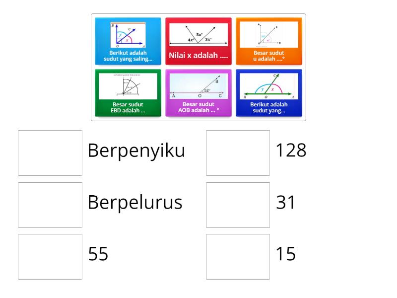 sudut berpenyiku dan berpelurus - Match up