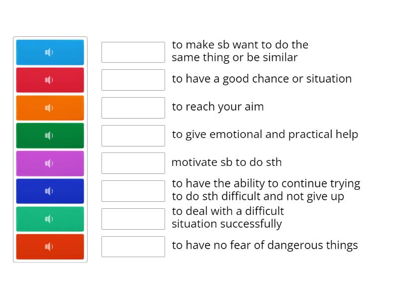 Own it 4: Unit 6, Listening vocabulary - Match up