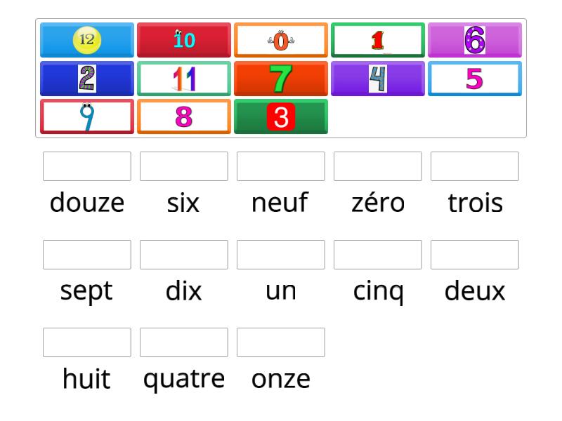 les chiffres 0-12 - Match up