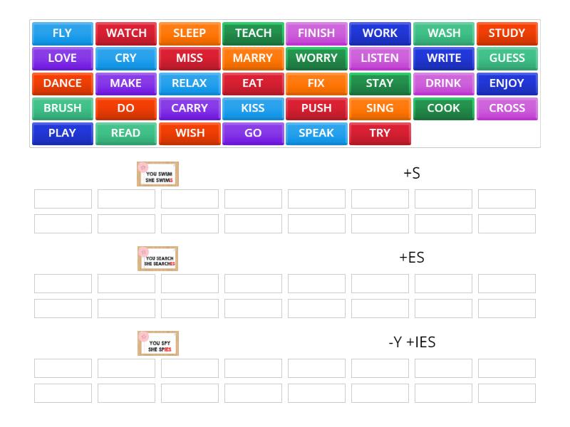 Simple Present 3rd person - Group sort