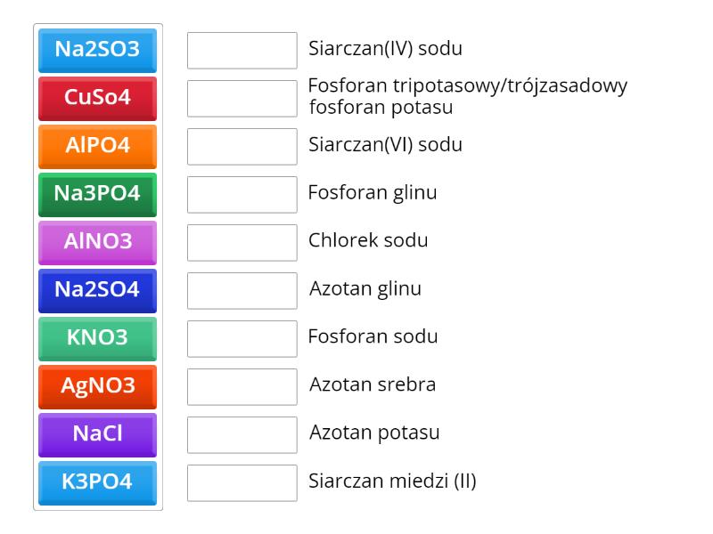 Wzory I Nazwy Soli - Połącz W Pary