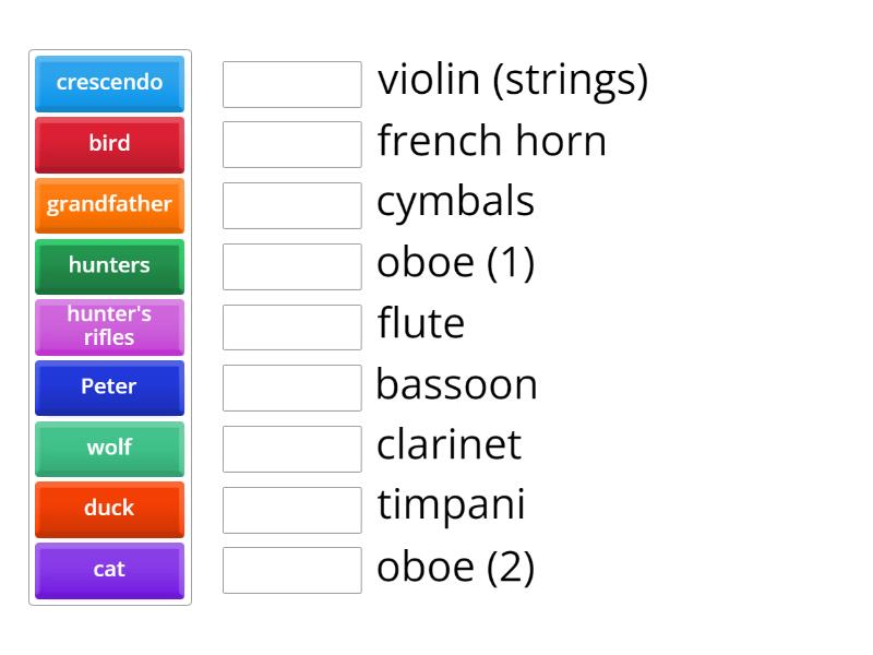 Peter and the Wolf Characters and their Instruments - Match up