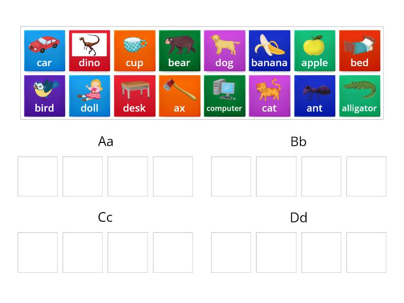 Oxford Phonics World - Letters A,b,c,d. Match Up. - Group Sort