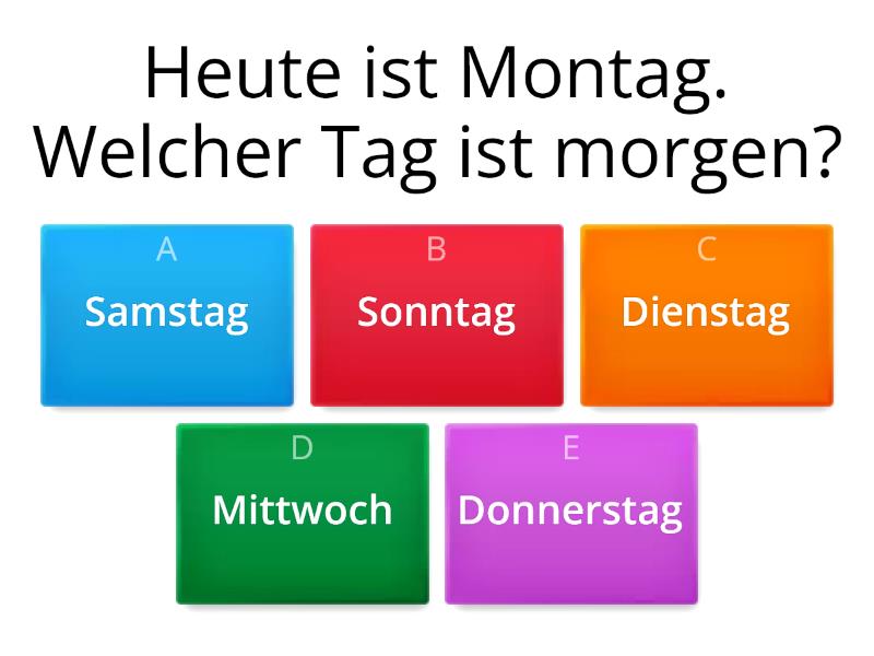 Die Wochentage - Quiz