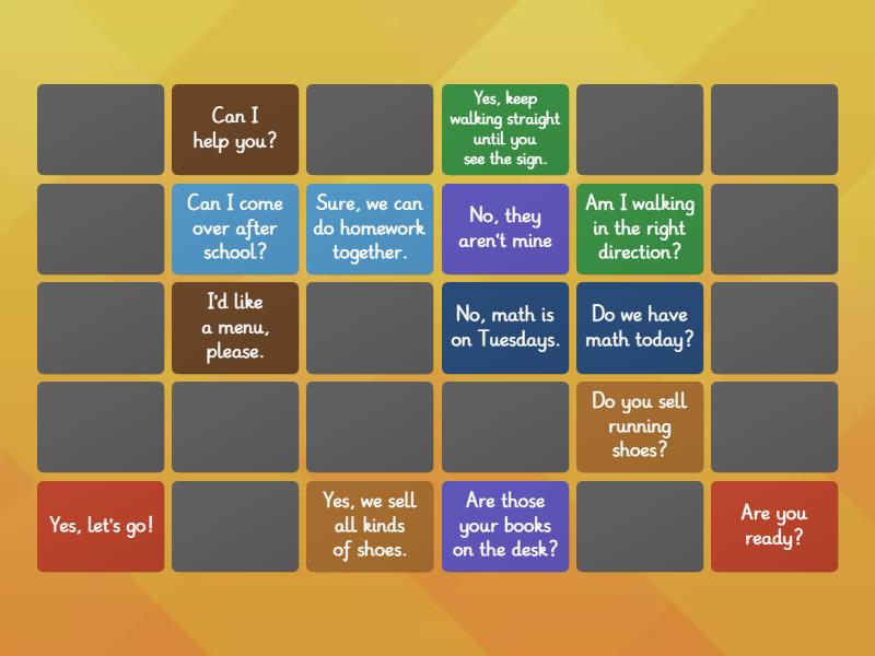 Let's Talk Memory game Questions / Answers (1) Matching pairs