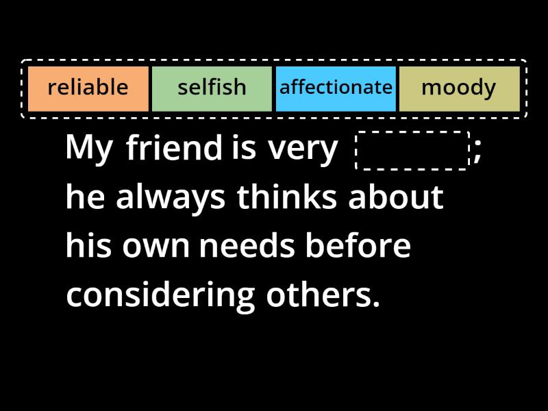Vocabulary: adjectives of personality - Missing word