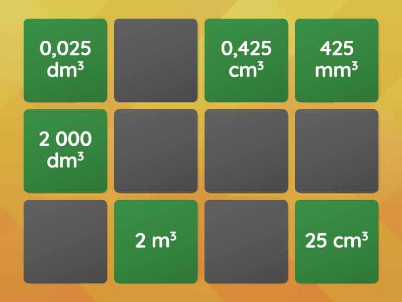 Premena jednotiek objemu - Matching pairs