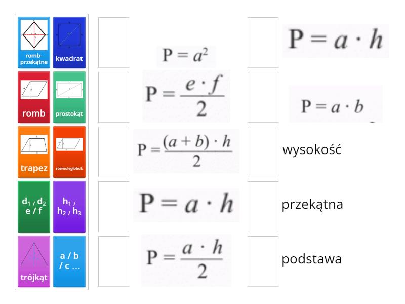 Sprawdzian Pola Figur Klasa 5 Pola figur: klasa 5. - Match up