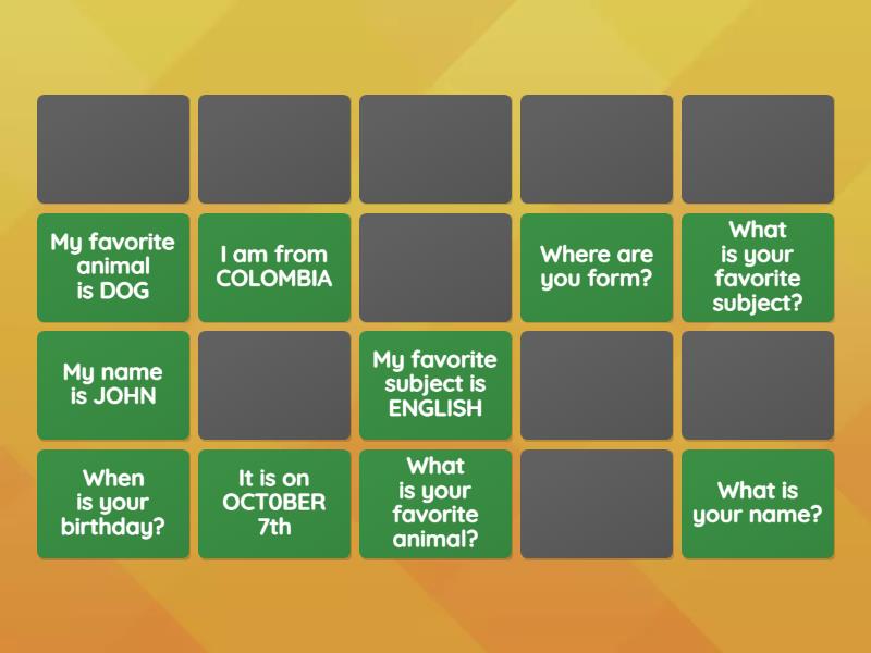 wh question and answer - Matching pairs
