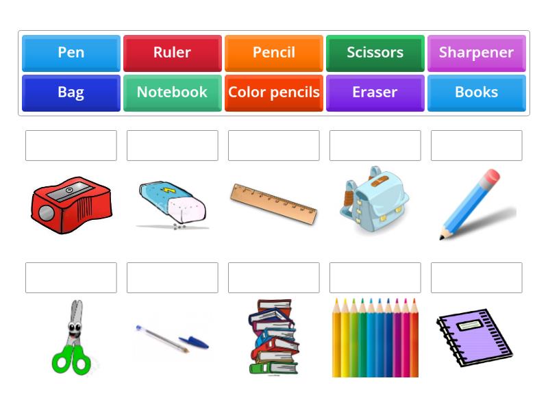 SCHOOL OBJECTS 5 - Une las parejas