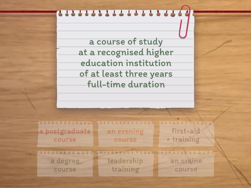 Out_Int U7.1 Education - types of courses - Find the match