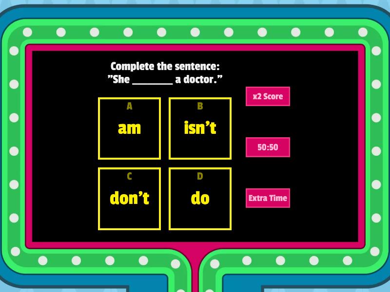 PITCH Verb to be x Simple Present (2) Gameshow quiz