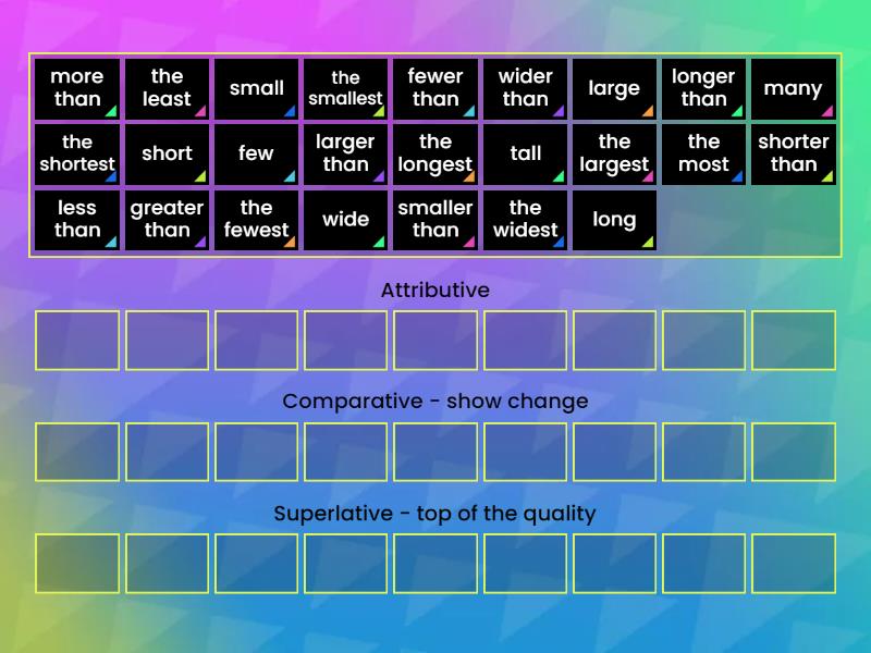 Quantity adjectives used in math - Group sort