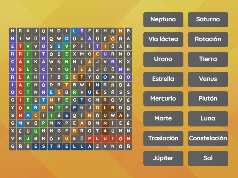 Sopa de letras - Sistema Solar - Wordsearch