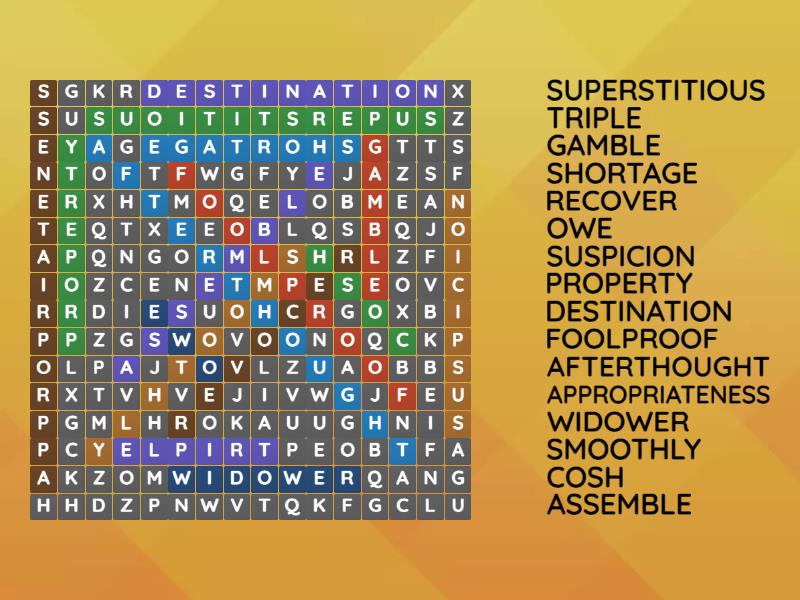 Nightmare in Yellow Wordsearch