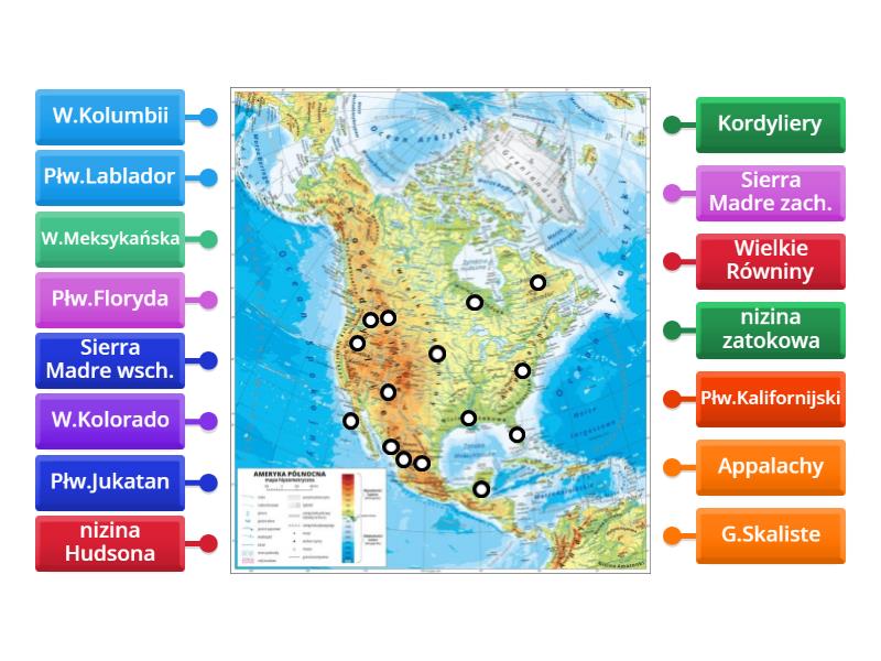 Sprawdzian Geografia Klasa 8 Ameryka Ameryka Północna krainy geograficzne.. - Labelled diagram