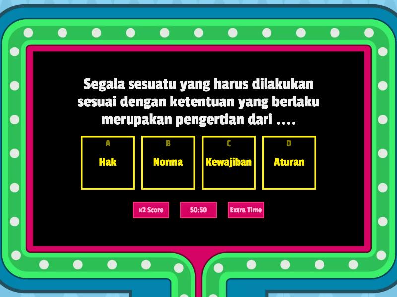 Hak Dan Kewajiban Dalam Norma - Gameshow Quiz