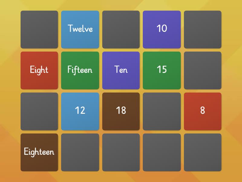 Numbers From 1 To 20 Matching Pairs