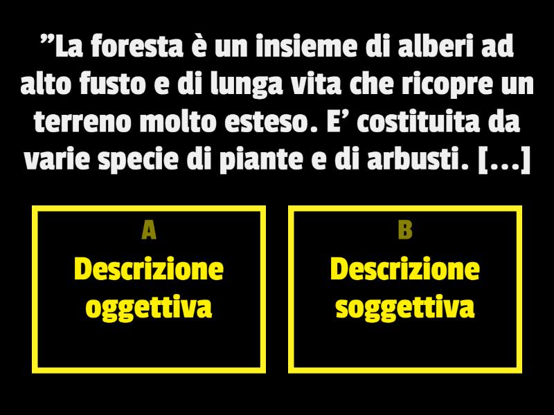 Descrizione oggettiva o soggettiva? - Cuestionario