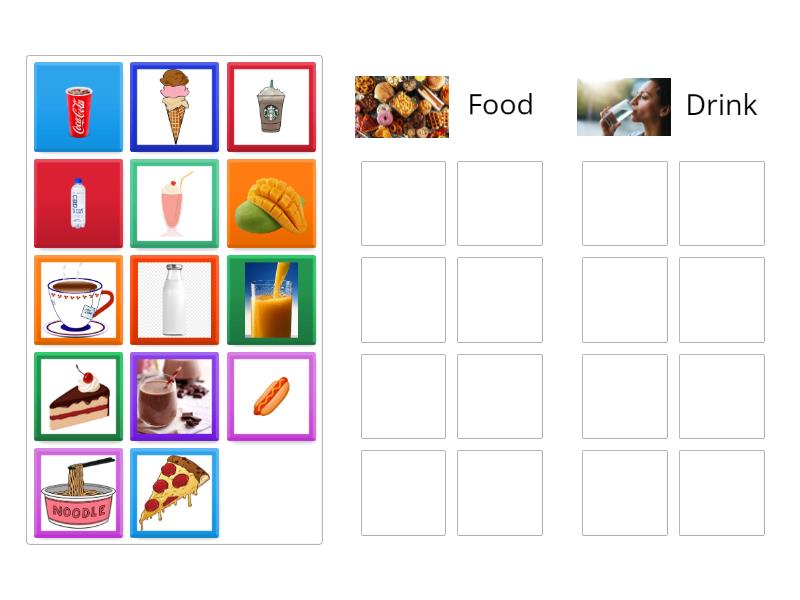 Wordwall Categories: Food or Drink - Group sort