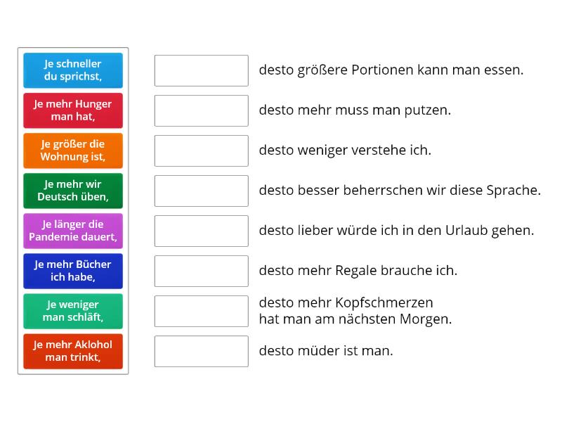 Je ..., Desto... - Zuordnen - Match Up