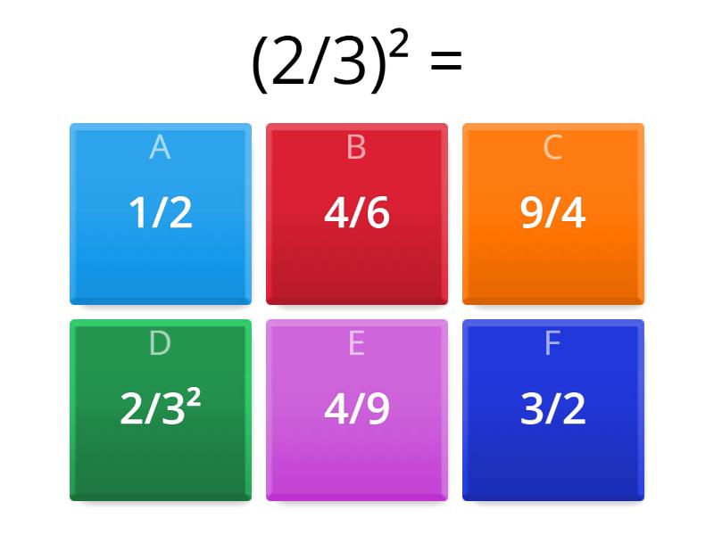 Potenciação de frações! - Questionário