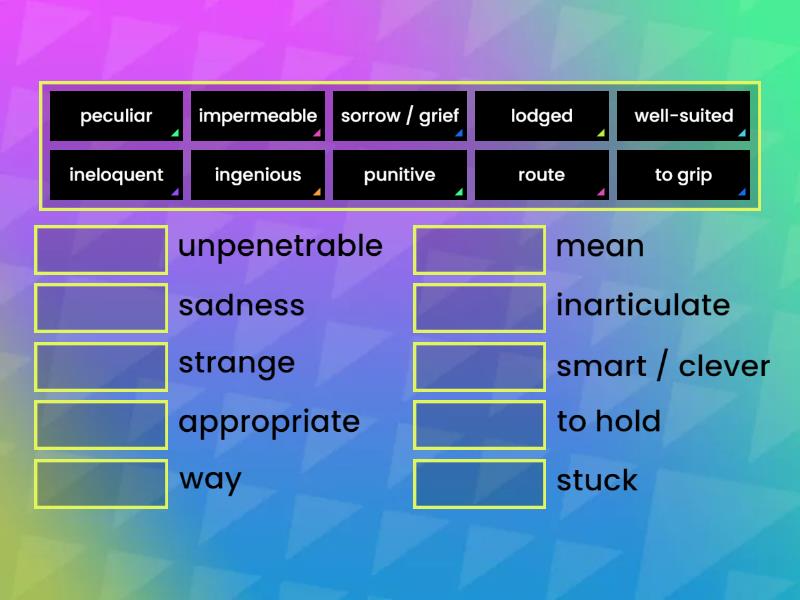Match The Vocabulary Items Match Up