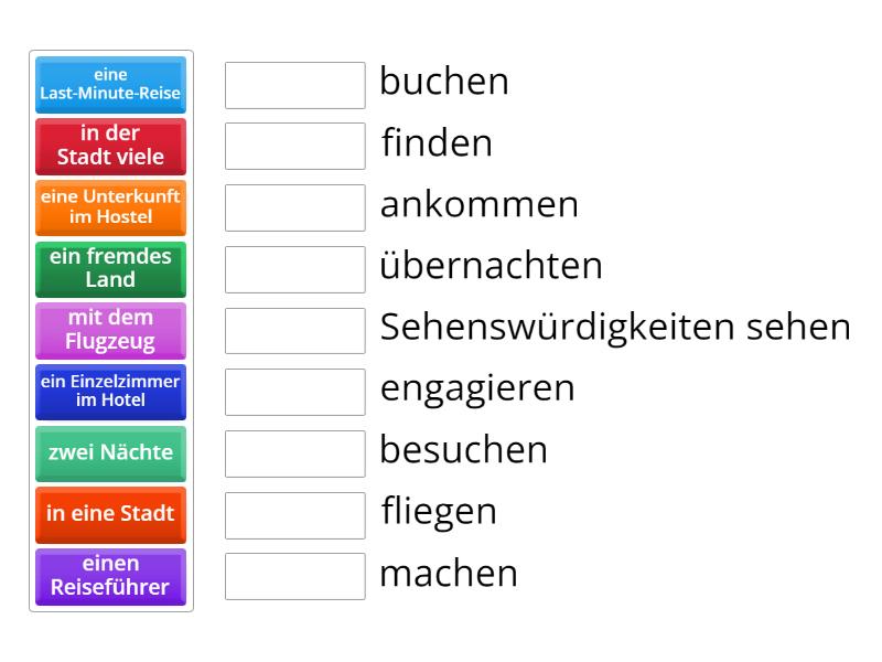 Tourismus-Wortschatz A2.1 - Match up