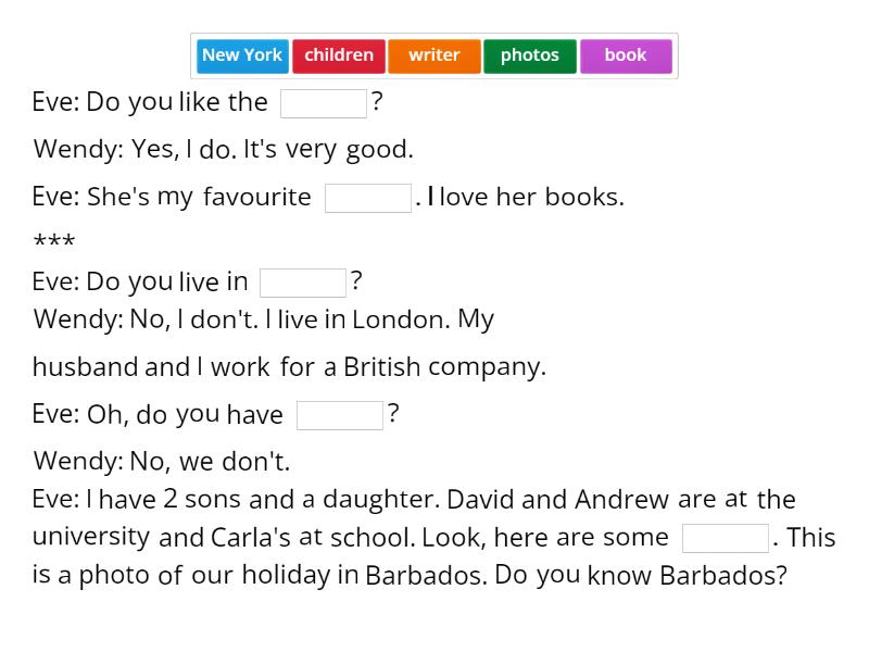 English File Beginner 5b - Complete the sentence