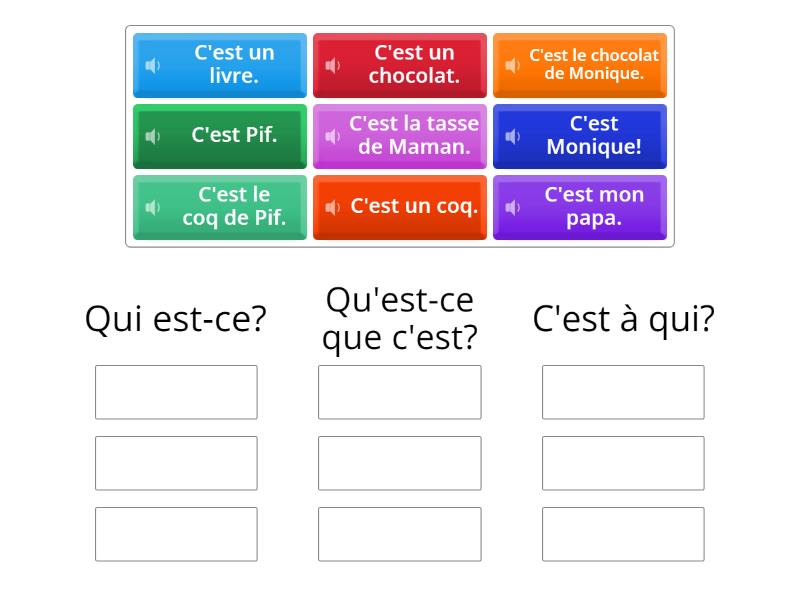 Questions- qui est-ce ?, qu'est-ce que c'est ? - Group sort