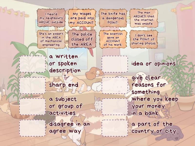 Words with more than one meaning Match up