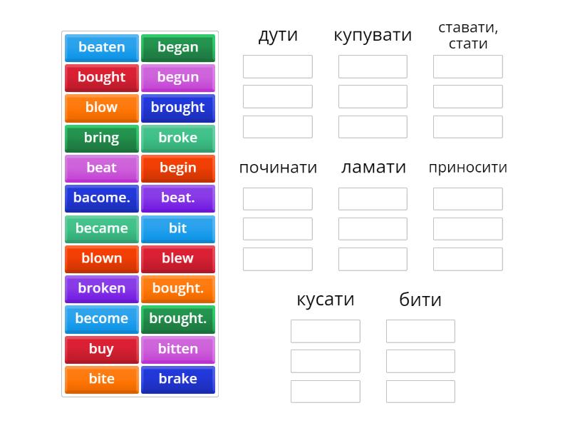 Irregular Verb (b) - Group Sort