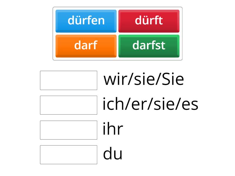 Odmiana Czasownika Durfen Odmiana czasownika "dürfen" - Match up