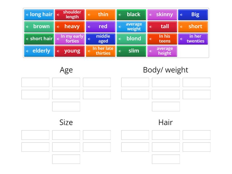 Vocabulary: Appearance - Group sort