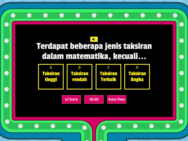 Penaksiran Dalam Operasi Hitung Penjumlahan Dan Perkalian - Gameshow Quiz