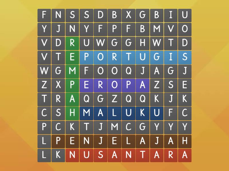 Kata Kunci Jalur Rempah Wordsearch