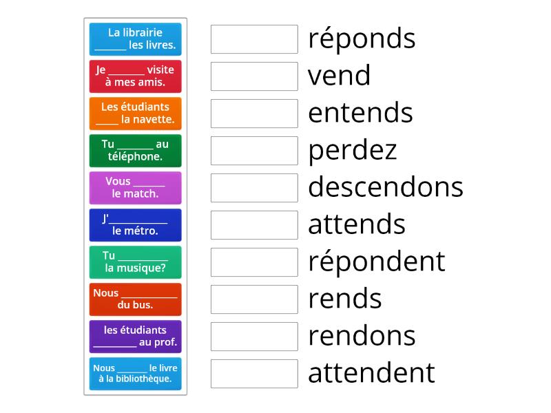 les verbes -RE - Match up