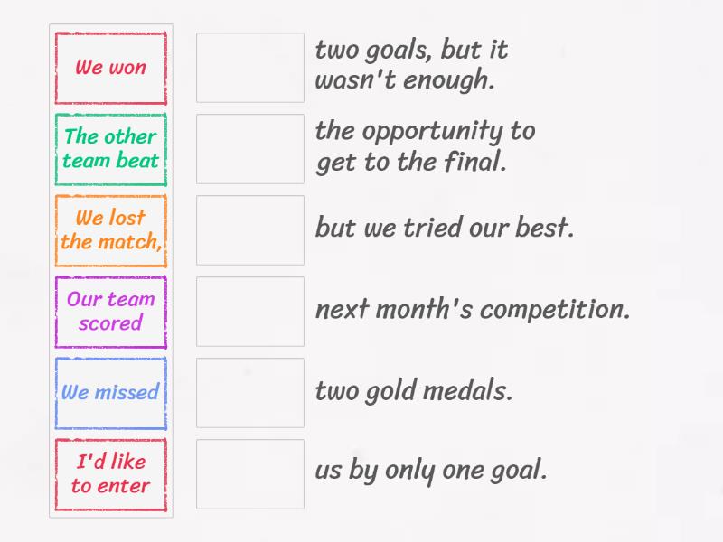 sports collocations - Match up