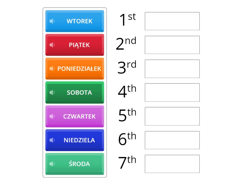 POLSKI - DNI TYGODNIA - Rank order