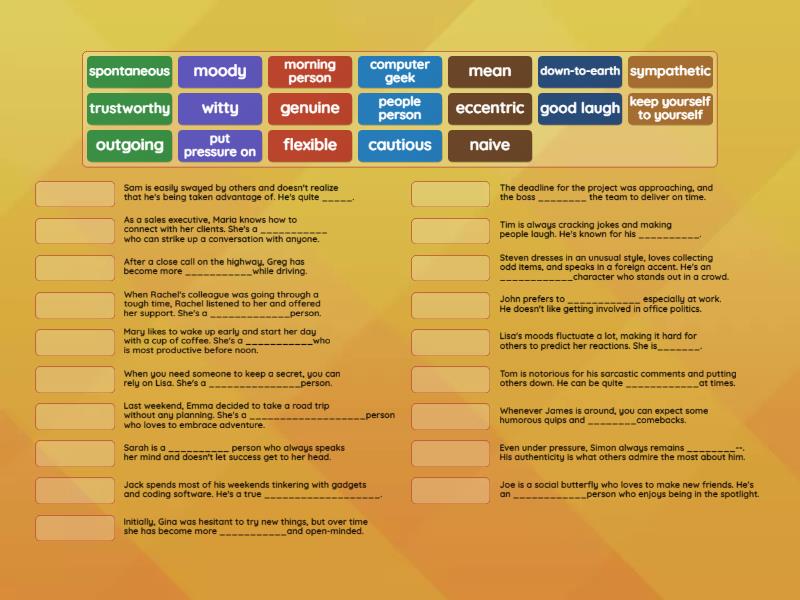 Speakout B2 Unit 1 All Vocabulary Review Part 1 - Match up