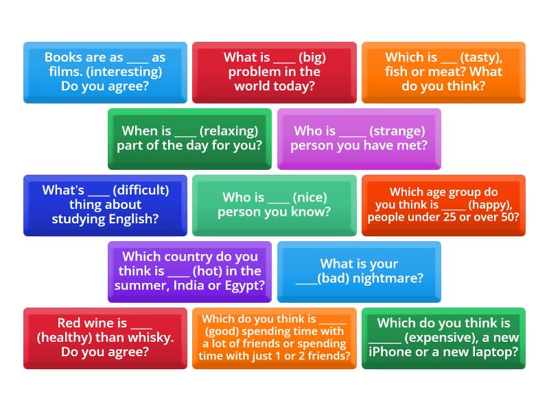 Pre-intermediate Week 14 Degrees of comparison discussion Speaking ...