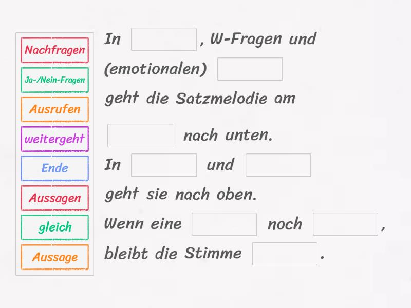 Regeln für Satzmelodie und Satzakzent. A2. - Missing word