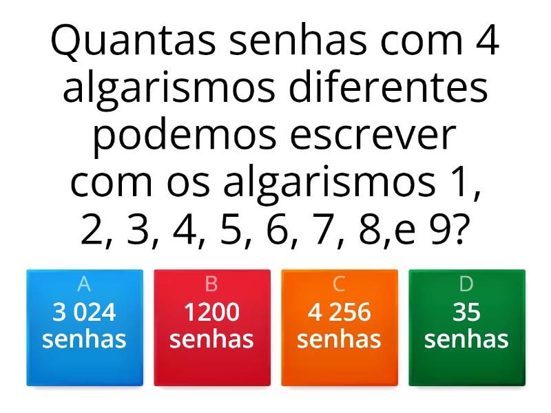 Análise Combinatória - Questionário